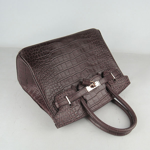 Replica Hermes Birkin 30cm Crocodile Veins Bag Dark Coffee 6088 On Sale - Click Image to Close